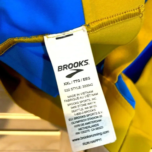 BROOKS Drive Plunge Running Sports Bra Women’s XXL Yellow Blue High Impact - Picture 6 of 6